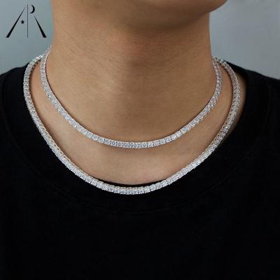 China Hot Selling 18k White Gold 925 Tennis Necklace 4mm CZ Tennis Chain Sterling Silver Classic Romantic Trendy Vintage Hiphop Iced Out Chain for sale