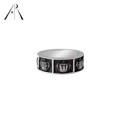 China Hiphop Fashion Punk Hot Sales Vintage Jewelry 925 Sterling Silver Crown Ring For Men And Women for sale