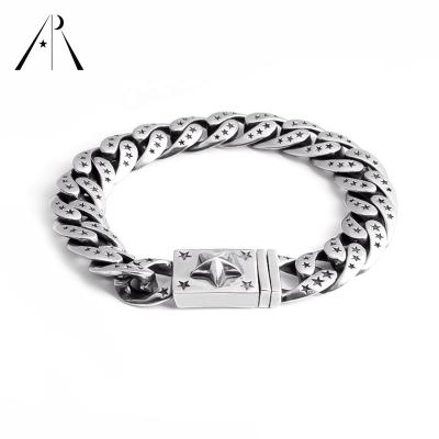 China European Hot Selling Silver Men's Hiphop Hand Bracelet Jewelry 925 Cuban Link Personalized Bracelet for sale