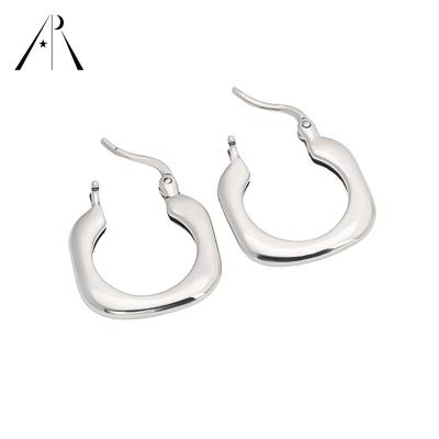 China TRENDY 925 Sterling Silver Platinum Plated Irregular Square Circle Stud Earrings for sale