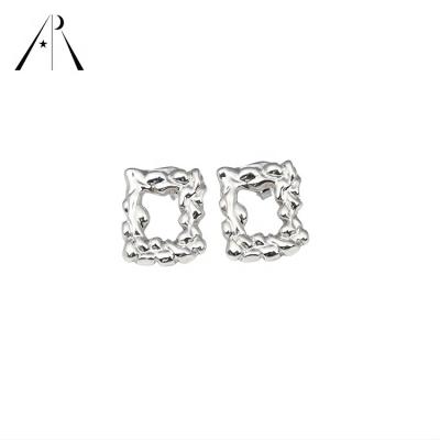 China NEW BOHEMIA Style Cavity Rectangle Punk Geometric Design 925 Sterling Silver Stud Earrings for sale