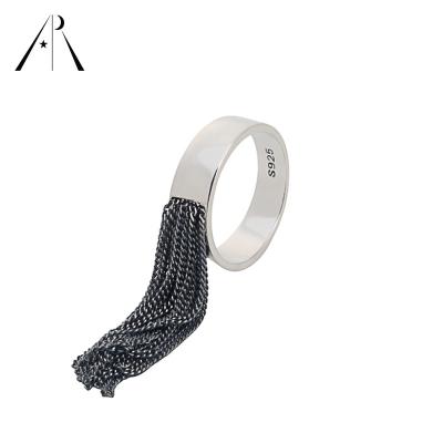 China Genuine Finger Ring Tassel 925 Sterling Silver Ring Women Punk Fashion Jewelry for Gift for sale