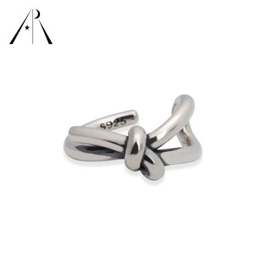 China New Fashion TRENDY Jewelry Silver Simple Knotting Female Ring Open 925 Sterling Silver Ring for sale