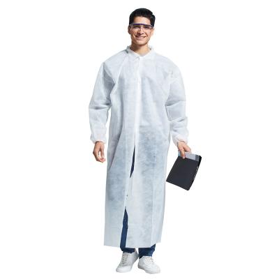 China Comfortable Fit Protection Pour White Lab Coverall Suit Clothing Coat PP 35g/m2 To Keep Safe And Clean for sale