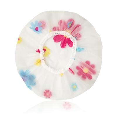 China Sustainable Non-disposable Waterproof Eva Beauty Pattern Shower Bath Cap for sale