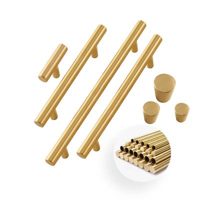 China Easy Installation Professional Modern Brushed Nickel Drawer Pulls Brass Cabinets Handle for sale