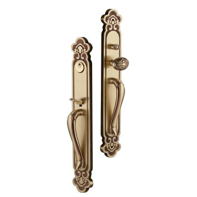 China Mid century victorian house door handle and locks decorative rose gold plated puerta manijas for sale