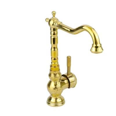 China Mid Century ODM OEM Artistic Golden Luxury Elegant Brass Basin Faucets For Bathroom for sale