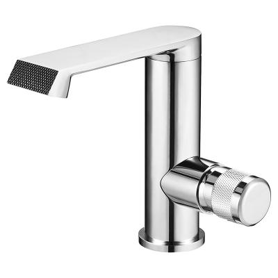 China Modern Metered Faucets Silver Chrome Plated Bathroom Vanity Basin Faucet Mixer for sale