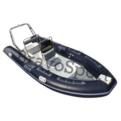 China PVC Rowing Boat For Fishing 4.8m 16ft Hypalon Deep V Hull Rigid Fiberglass Inflatable Boat With Boat Cover for sale