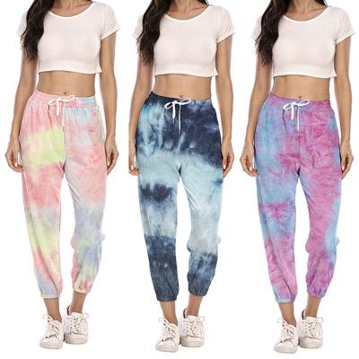 China Anti-Wrinkle Tie Dye Sweater Casual Sweatpants Pants Sports Home Walker Pants Ladies Sweatpants Long Trousers for sale