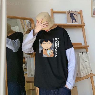 China Custom Anti-Wrinkle Harajuku Tobio Kageyama Anime Haikyuu T-shirt Print Tees Manga Volleyball Junior Club Casual Sleeve T-Shirt Loose Along for sale