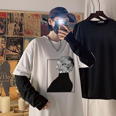 China Anti-Wrinkle Japan Anime Tokyo Ghoul Manga Two Pieces T-shirt Summer Fashion High Street Tops Harajuku Stripes Unisex Oversized Tees for sale