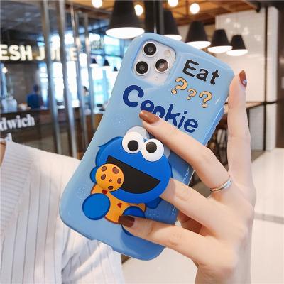 China Anti-fall For iPhone 11 12 13 pro Max Mini Xs X 7 8 Funny Cartoon 3D Stitch Doll Stand Holder Strap Cute Soft Case Cover for sale