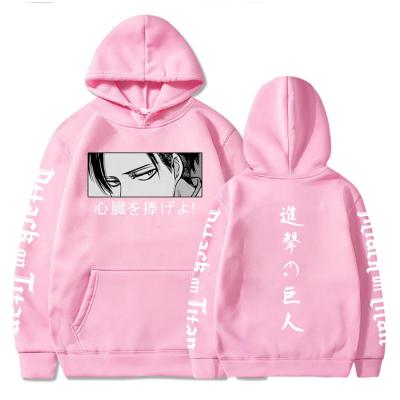 China Funny Harajuku Manga Attack On Titan Print Pullover Hoodie Sweatshirts Anti-Wrinkle Hooded Pockets For Teens Unisex Sweatshirts for sale