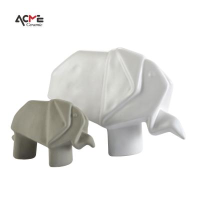 China Nordic Modern China Abstract Art Ceramic Statue Porcelain Elephant Sculpture Animal Ornaments For Home Decor for sale