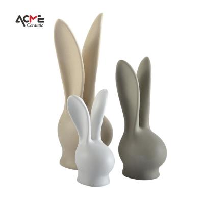 China Cute Ceramic Porcelain Figurine Table Ornament China Home Decor Decoration Rabbit Animal Head Statues for sale