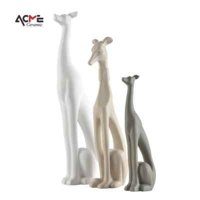 China Hot Sale Canine Dog Lovely Home Ceramic Poodle Model Pet Decoration China White Sitting Position Dog Ornaments for sale