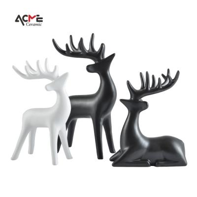 China High quality simple exquisite creative simple animal home figurine China sculpture ceramic deer ornaments decoration for sale