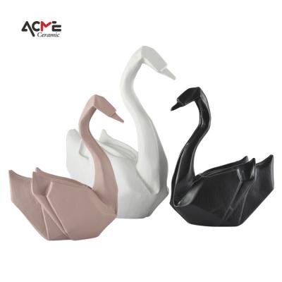 China China Home Decor Ornament Swan Lover Figurines Statue Couples Ceramic Swan Animal Sculptures Crafts Wedding Gifts for sale