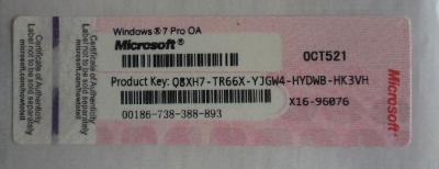 China Etiqueta engomada de la llave del producto de Windows para Windows 7 favorable, favorable pedazo 64 de Windows 7 en venta