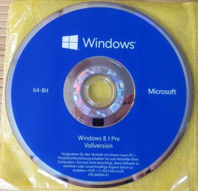 China versión completa original FPP/PEDAZO dominante del DVD 64 del producto del OEM Microsoft Windows 8,1 en venta