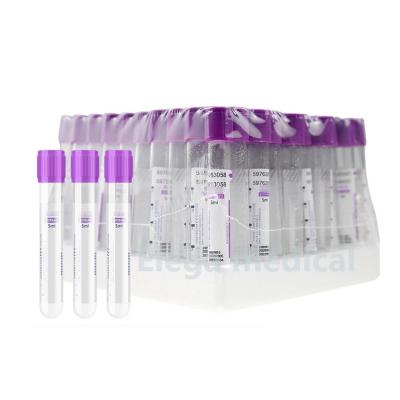 China PET+GLASS Purple EDTA K2/K3 Superior Blood Collection Vacutainers 5ml for sale