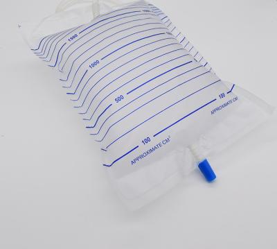 China Push-push/twisted/cross or without valve hospital or home use disposable urinometer 500-2000ml urine collection bags for sale