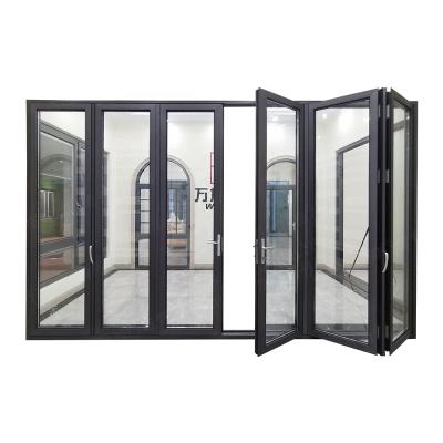 China WANJIA Heat Insulation Aluminum Doors Aluminum Patio Bifold Doors for sale