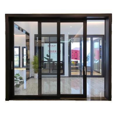 China Aluminum Sliding Door Sound Insulation WANJIA Aluminum Sliding Doors Double Tempered Glass for sale