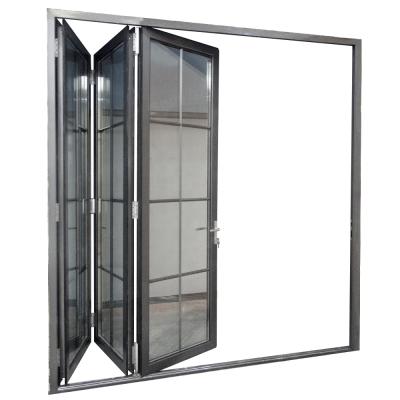 China Modern Bifold Doors Patio Bi Folding Doors Aluminum Double Folding Soundproof Glazed Balcony for sale