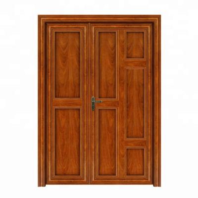 China Modern Foshan Wanjia Teak Wood Color Design Modern Double Door for sale