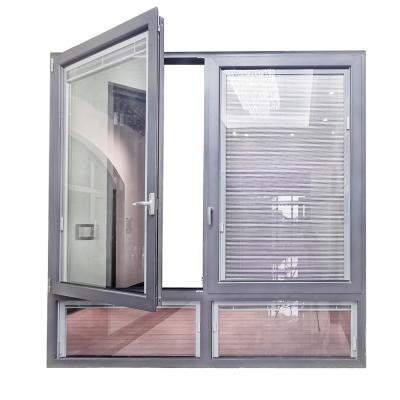 China Waterpfoof WANJIA Thermal Break Aluminum Casement Windows With Built In Blind Window for sale