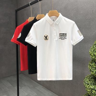 China 2023 Anti-wrinkle men's short-sleeved polo printing summer golden lapel T-shirt customized wholesale for sale