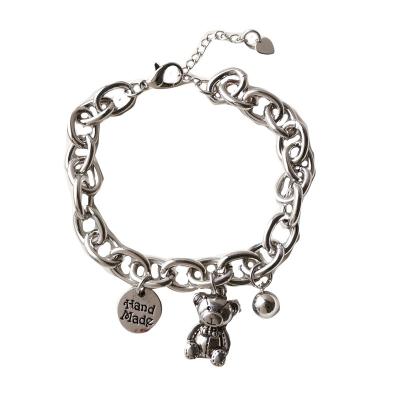 China Hiphop Fashion Jewelry Platinium Ball Round Pendant Bracelet Bangle Bear Card Accessories Zinc Alloy Girl Woman for sale