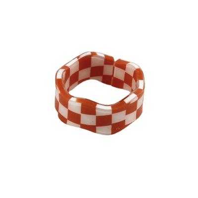 China Cute punk multi-color cute open ring acetic acid edition fashion ladies jewelry accessories plaid woman gift for sale