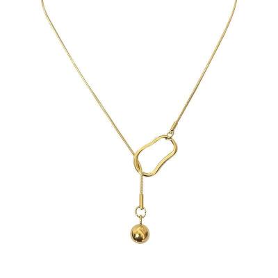 China CLASSIC Gold Geometry Ball Chain Snake Bone Pendant Chain Clavicle Necklace Jewelry Accessories Fashion Girl Woman Girl Short Party for sale