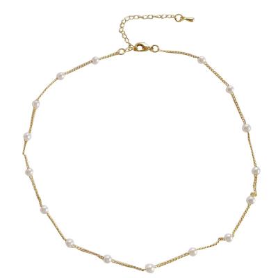 China Cute Fashion Jewelry Necklace Clavicle Chain lmitation Beads Gold Girl Zinc Alloy Short Chain Woman Accessories Party Banquet Dinner for sale