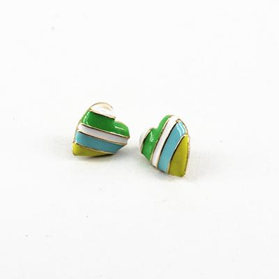 China Cute Jewelry Earring Accessories Fashion Oil Drip White Yellow Green-Blue Zinc Alloy Heart Shaped Ear Studs Personality Earrings for sale