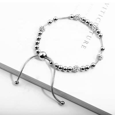 China Hot Selling FASHIONABLE Diamond Ball Steel Ball Bracelet Titanium Steel Plated Rose Gold Exquisite Charm Bracelet for sale