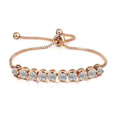 China Zircon Sparkling Stone Fashion Factory Direct Sale D.C.A. CZ Crystal Diamond Round Cut Adjustable Bracelet for sale