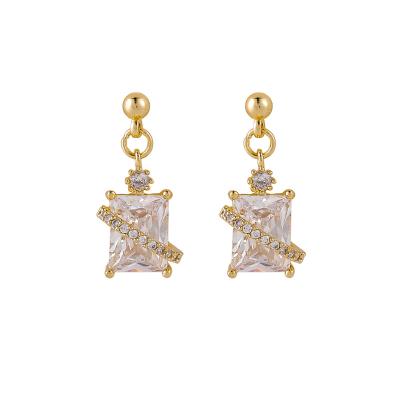 China 2021 New Design Vintage Trendy Geometric Square Rhinestone Earring Zircon Drop Earrings For Women Fashion for sale