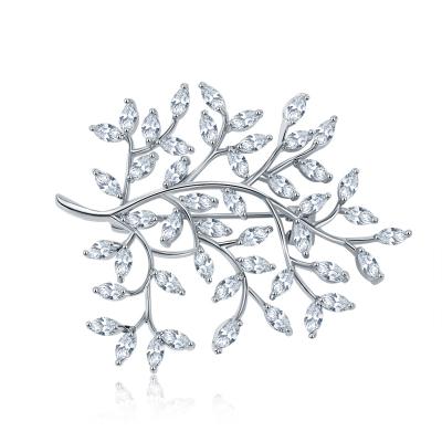 China Elegant High Quality Women Wedding Brooch Stylish AAA White Zircon Crystal Tree Of Life Brooch for sale