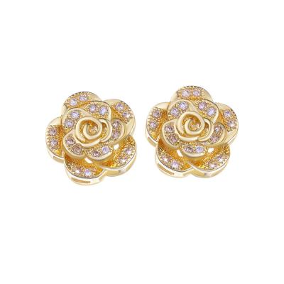 China Fashion AAA High Quality Zircon Paved Spacer Charm Bead Flower Shape Crystal Bracelet Beads for sale