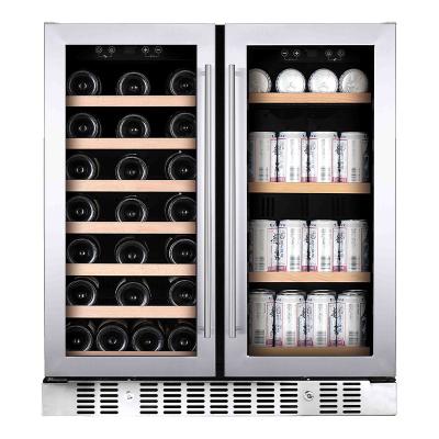 China Hotel Vinopro 176L Zone Wine and Beverage Beer Cooler FridgeTempered Glass Double Door Cellar for Commercial for sale