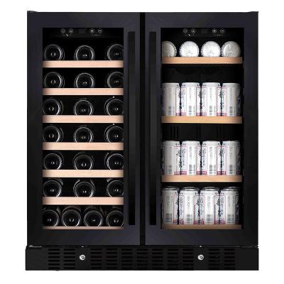 China Hotel Vinopro 37 Bottles +95 Boxes Double Compressor Cellar Refrigerator Black Door Control In-Cabinet Wine Beverage Cooler for sale