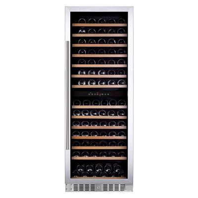 China Hotel Stainless Steel Double Door 166 Bottles Wine Compressor Bottles Premium Free Standing Wood Cabinet Shelves Wine Cellar for sale