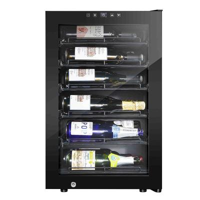 China Commercial Wholesale Wine Fridge Compressor Refrigerator 22 Bottles Wine Cooler Refrigerator With 3 Color Led Light Up Wine Cooler for sale