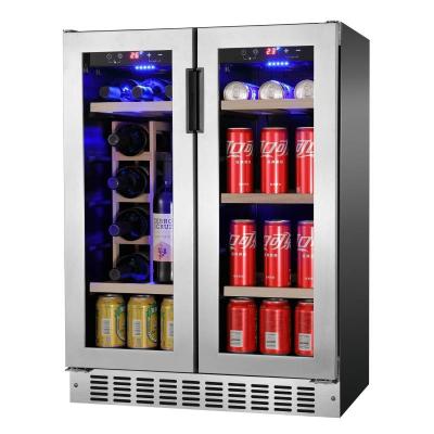 China Factory Commercial Manufacturer Double Zone Built In Compressor Wine Cooler 28 Bottles Beer Fridge Wine Cooler for sale