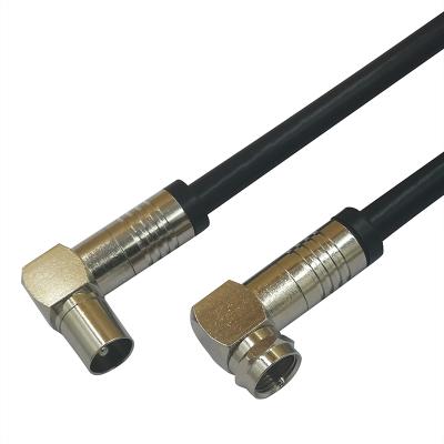 China Electronic 75ohm F Right Angle Male To F Male / PAL Male Right Angle RF RG6 Cable Assembly for sale